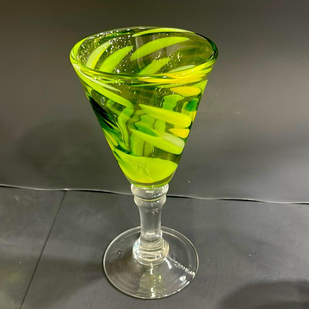 Handblown, beautiful green goblet 21 inch